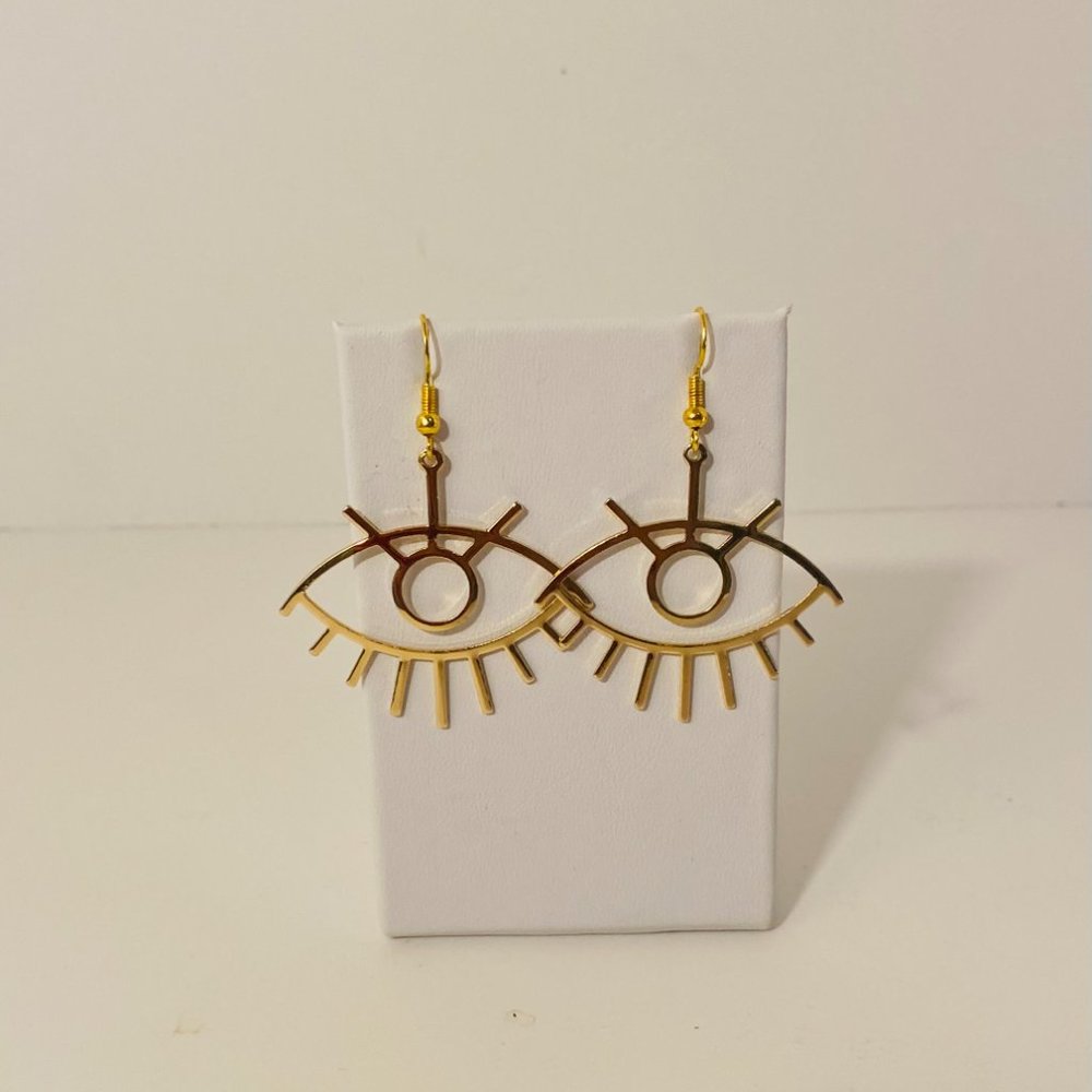 Gold plated evil eye earrings